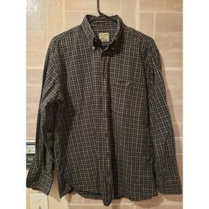 SCOTT BARBER Shirt Men's Medium Button‎ Down Long Sleeve Shirt Blue Plaid